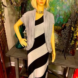 Super comfortable jersey asymmetrical dress with jacket .
